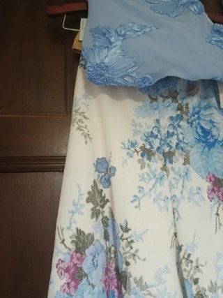 Conjunto Pantalón Palazzo y Blusa Floral Azul