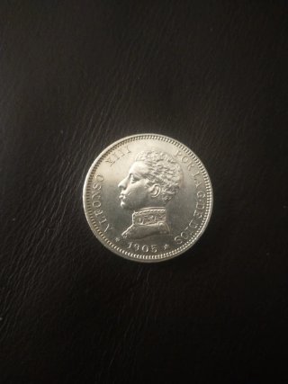 Moneda Alfonso XIII 2 pts 1905*05. Excelente moned