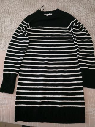 Jersey Zara Rayas Blanco y Negro Talla S