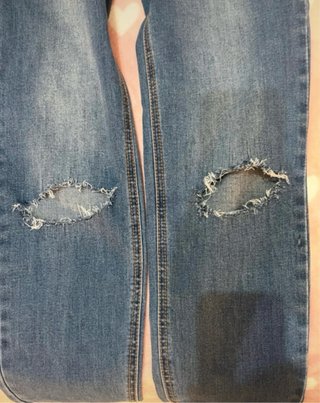Lost Ink Pantalon vaquero recto roto azul 36 nuevo
