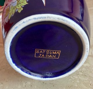 Jarrón porcelana oriental pájaro y flores