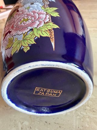 Jarrón porcelana oriental pájaro y flores