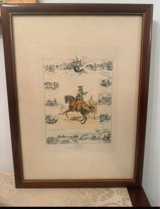 Cuadro militar antiguo enmarcado