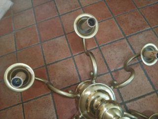 Lampadario vintage ottone 6 bracci