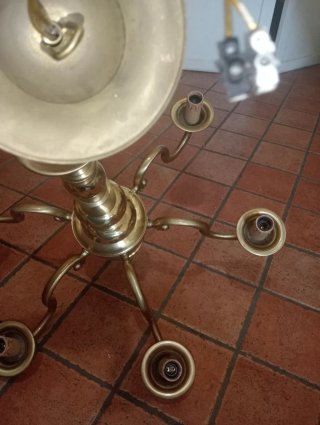 Lampadario vintage ottone 6 bracci