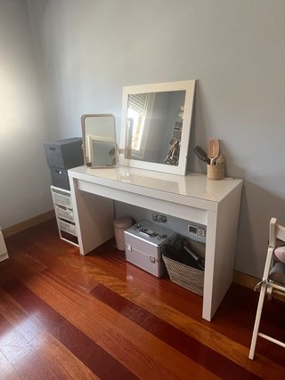 Tocador blanco madera y cristal