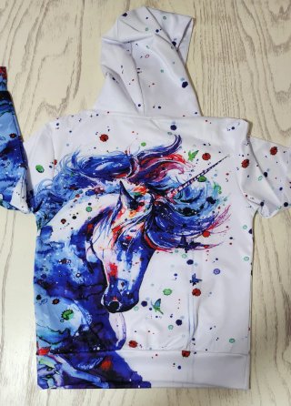 Felpa con stampa unicorno