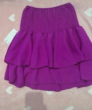 Falda buganvilla fruncida a capas volantes talla S