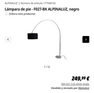 Lámpara de pie arco negra de diseño