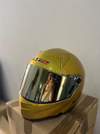 Casco Moto Integral Amarillo Dorado LS2