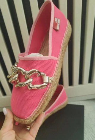 Espadrillas Love Moschino Rosa con Catena Cuore