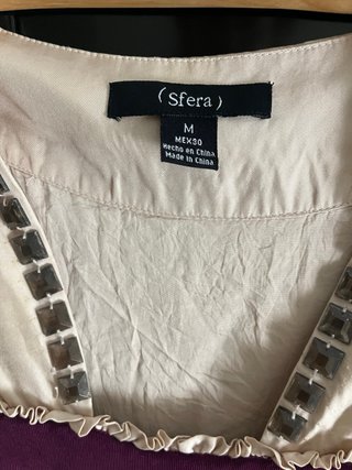 Vestido Sfera Flecos Beige y Morado Talla M