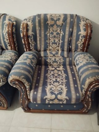 Conjunto sofas Vintage Tela y Madera
