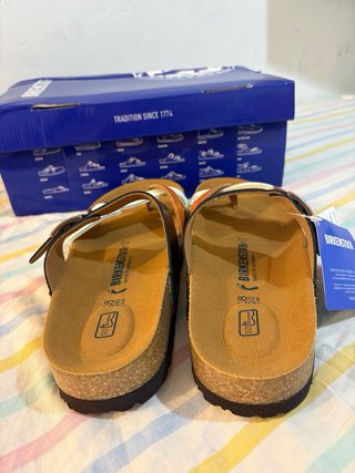 Sandalias Birkenstock Talla 38 Marrón/Blanco