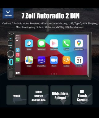 Radio 2 DIN 7 Bluetooth GPS WiFi USB/USB-C