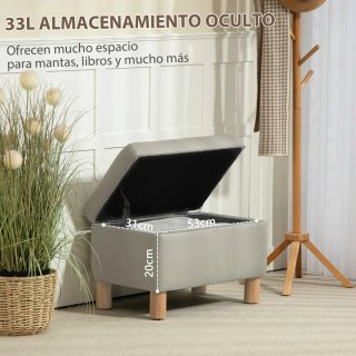 Baúl Almacenaje Tapizado Gris