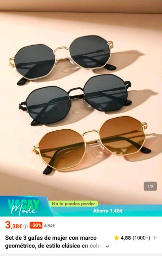 Set 3 Gafas Mujer Geométricas Shein