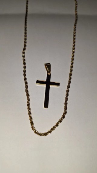 Cordon de oro 18k con colgante de cruz