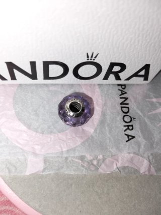 Pandora Charm Cristal Murano Morado y Plata 925