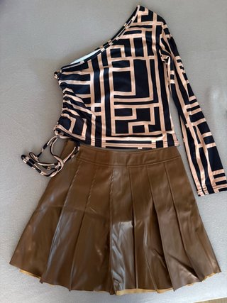 Vestido mini negro y marrón Talla s