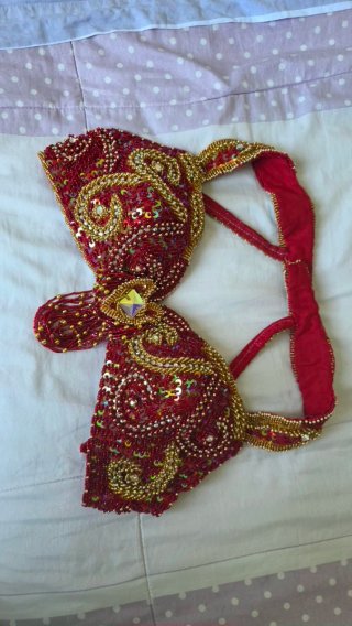Costume Danza del Ventre Professionale Rosso Oro