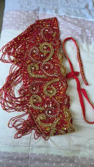 Costume Danza del Ventre Professionale Rosso Oro