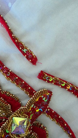 Costume Danza del Ventre Professionale Rosso Oro