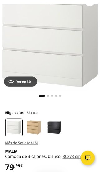 2 Cómodas MALM Ikea Blancas,3 cajones.Como NUEVAS