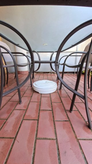 Mesa y 4 Sillas Terraza Cristal Metal