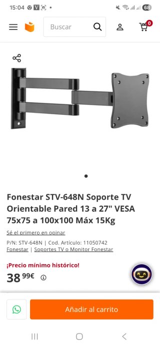 Soporte pared orientable TV 180° Mod STV 648N
