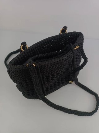 Bolso crochet estilo cartera doble asa