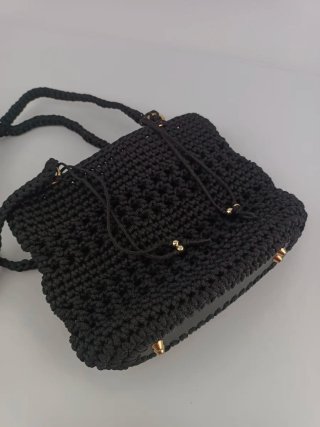 Bolso crochet estilo cartera doble asa
