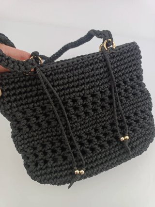Bolso crochet estilo cartera doble asa