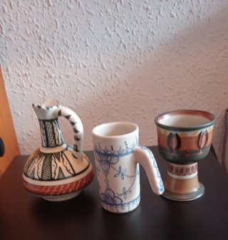 3 Jarrones Antiguos de Cerámica . Estilo vintage