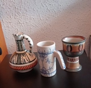 3 Jarrones Antiguos de Cerámica . Estilo vintage