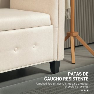 Banqueta de Almacenaje Beige con Reposabrazos