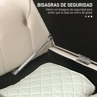 Banqueta de Almacenaje Beige con Reposabrazos