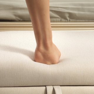 Banqueta de Almacenaje Beige con Reposabrazos