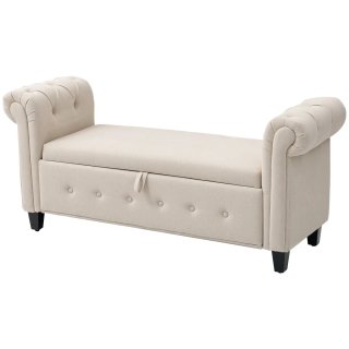 Banqueta de Almacenaje Beige con Reposabrazos