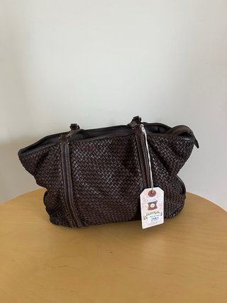 Bolso piel marrón oscuro
