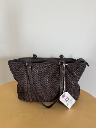 Bolso piel marrón oscuro