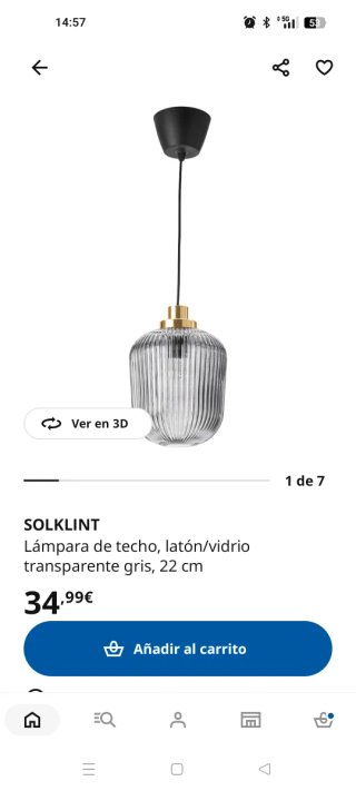 Lámpara colgante cristal gris IKEA