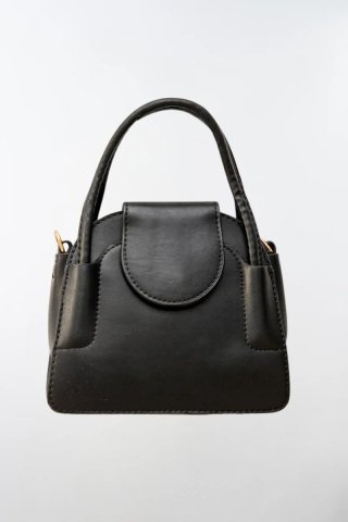 Mini Bolso Doble Asa Elegante Beige/Negro