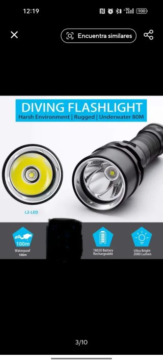 Linterna led pesca submarina /buceo