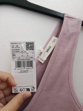 Top tirantes canalé rosa Mango Talla M