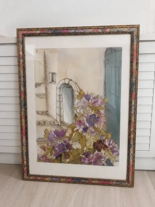 Cuadro de flores de tela
