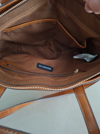 Bolso patchwork marrón y beige