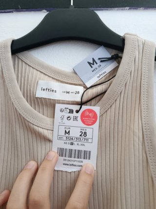 Top tirantes canalé Lefties beige Talla M