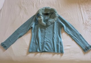 Chaqueta Zara azul con cuello de pelo