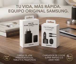 Pack Cargadores Samsung 65W PD y Coche